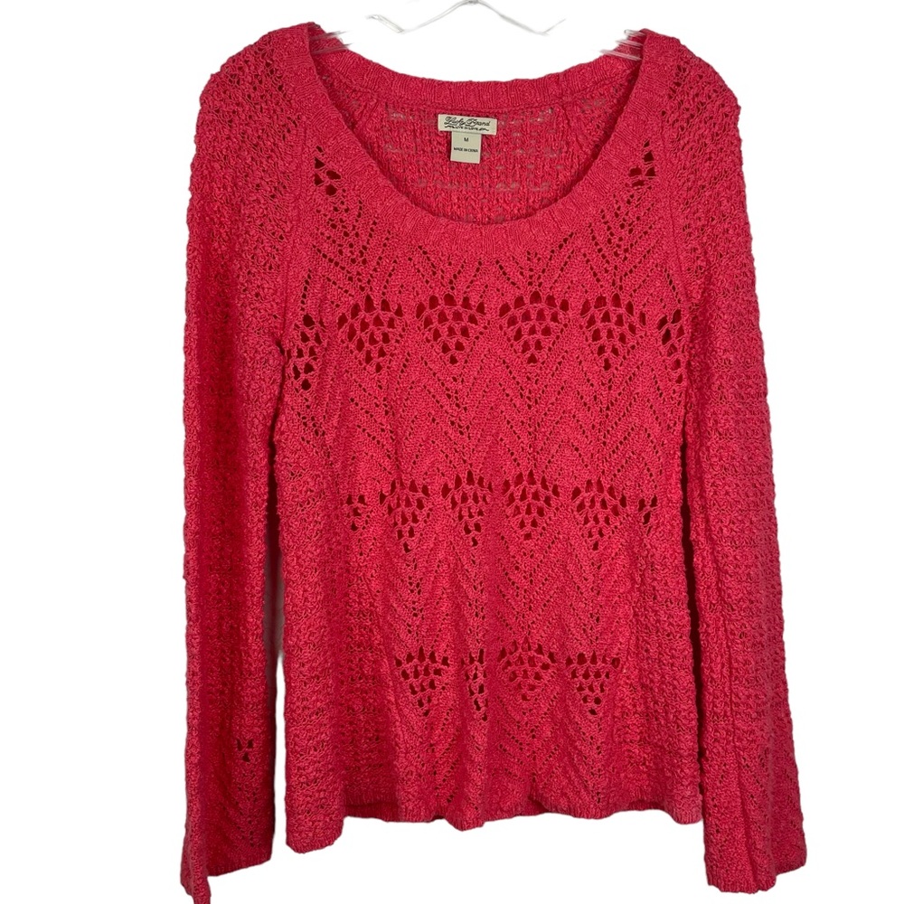 Lucky Brand Crochet Longsleeve Sweater Top Size Médium